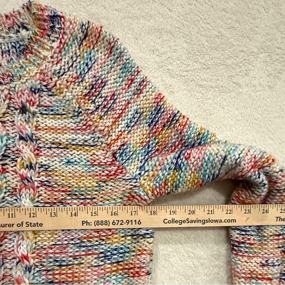 LOFT Multicolor Knit Sweater Size M Cozy Chunky Cable Knit Crewneck - Picture 14 of 15